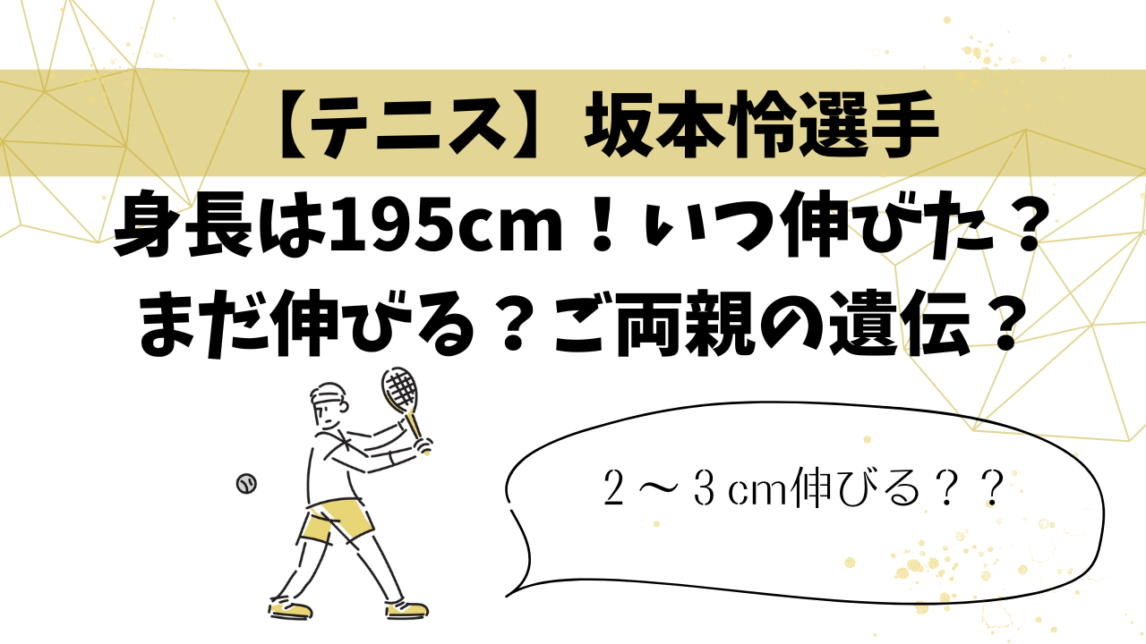 【テニス】坂本怜選手の身長は195cm！いつ伸びた？まだ伸びる？ご両親の遺伝？
